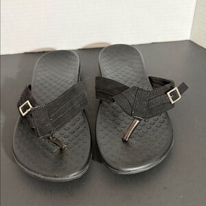 Black Women's Comfort Toe-Post Sandals